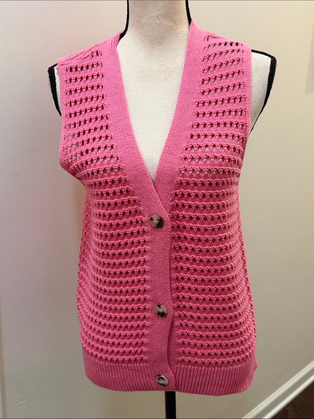 Modern Supply by Sanctuary Pink Crochet Vest Sz S NWT